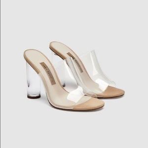 Zara Vinyl Sandals W/ Methacrylate Heel Transparent Upper Women's Size 9
